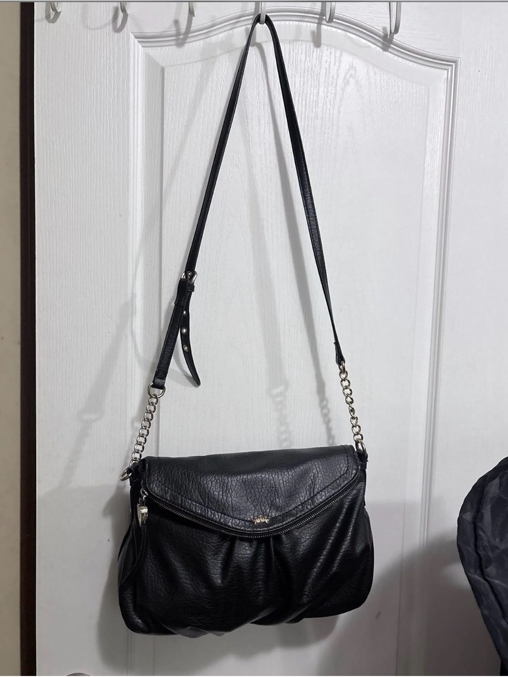 Juicy Couture Black Shoulder Bag with Heart Charm Gold Details for Women Y2K